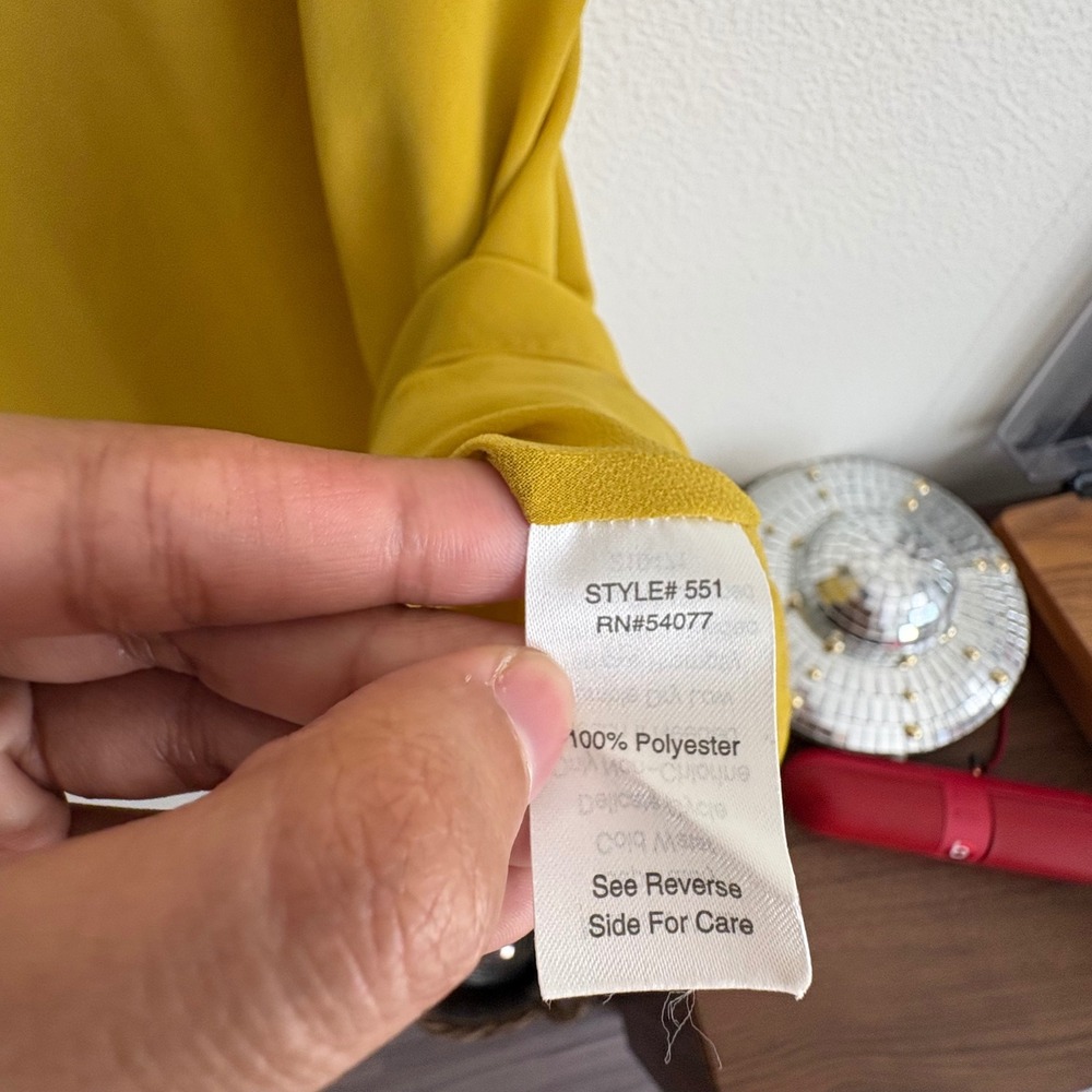 Cabi Mustard Yellow Double Layer Chiffon Camisole Tie Front Tank Top M - Picture 7 of 8